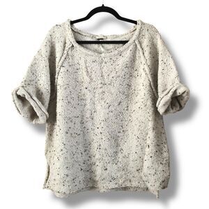 Free People Marsala Oversized Tweed Short Sleeve Wool Blend Sweater Size Small